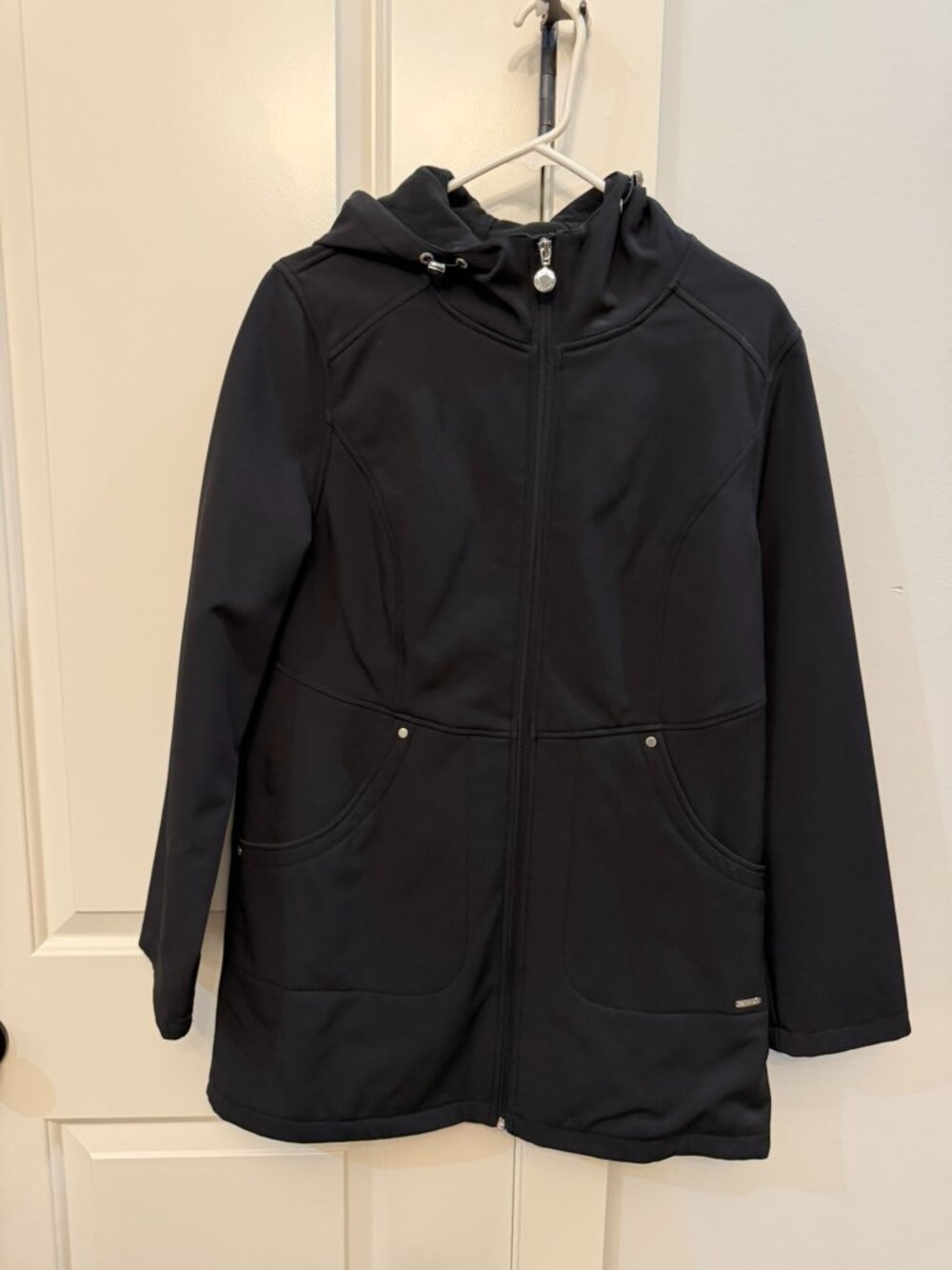 Calvin Klein Black Soft Shell Hooded Jacket | Water Resistant | Size Medium